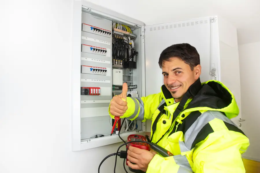 Electricianul Nod Electric la lucru