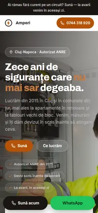 Același site pe telefon