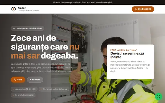 Site pentru Electrician, pe ecran de calculator