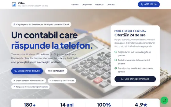 Site pentru Contabilitate, pe ecran de calculator