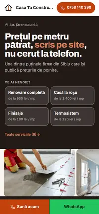 Aceeași pagină pe telefon