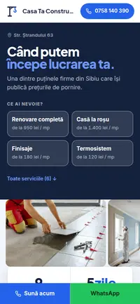 Aceeași pagină pe telefon