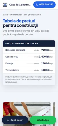Aceeași pagină pe telefon