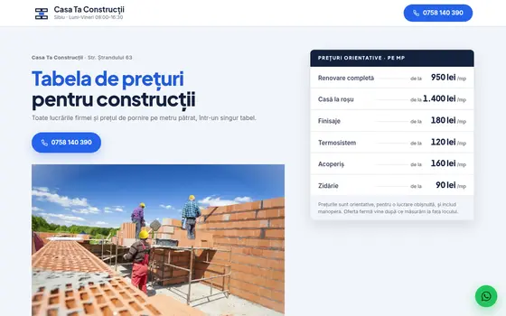 Varianta Prețuri pe mp pentru Casa Ta Construcții, pe ecran de calculator