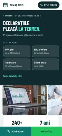 Aceeași pagină pe telefon