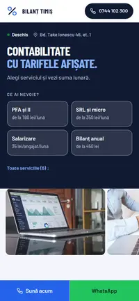 Aceeași pagină pe telefon