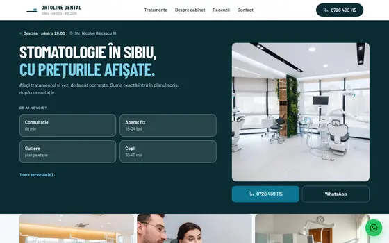 Varianta Ghișeu cu tarife pentru Ortoline Dental, pe ecran de calculator
