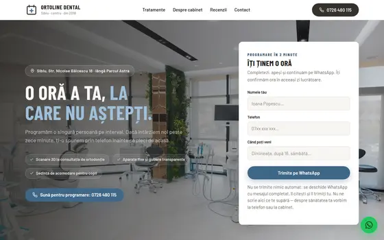 Varianta Programare pentru Ortoline Dental, pe ecran de calculator