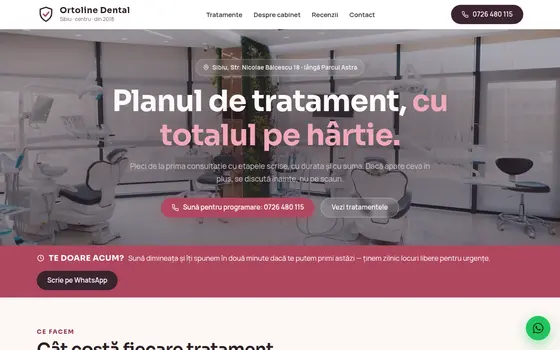 Varianta Transparență pentru Ortoline Dental, pe ecran de calculator