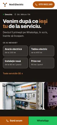 Aceeași pagină pe telefon