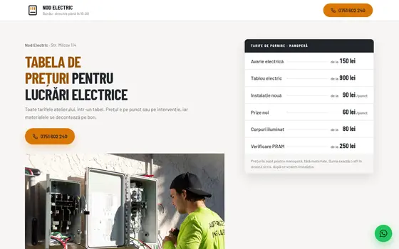 Varianta Tabela de tarife pentru Nod Electric, pe ecran de calculator