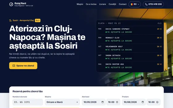 Varianta Sosiri pentru Rulaj Rent, pe ecran de calculator