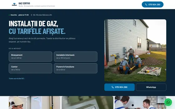 Varianta Ghișeu cu tarife pentru Gaz Certus, pe ecran de calculator