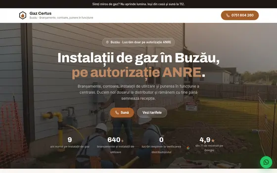 Varianta Intervenții pentru Gaz Certus, pe ecran de calculator