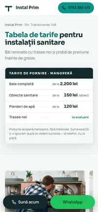 Aceeași pagină pe telefon