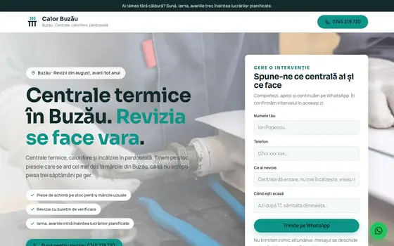 Varianta Programare pentru Calor Buzău, pe ecran de calculator