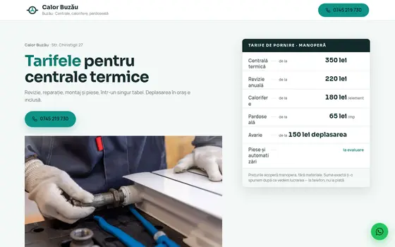 Varianta Tabela de tarife pentru Calor Buzău, pe ecran de calculator