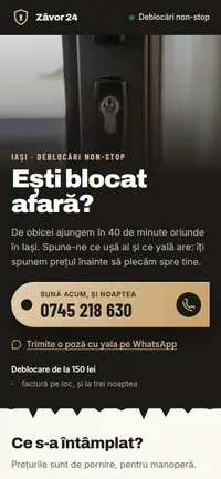Același site pe telefon