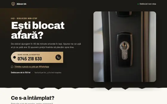 Site pentru Lăcătuș, pe ecran de calculator