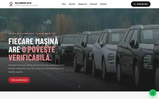 Varianta Editorial pentru Millennium Auto, pe ecran de calculator