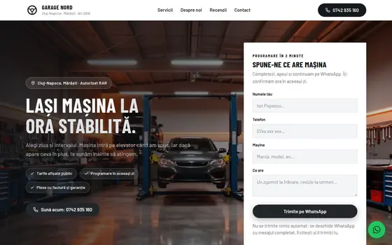 Varianta Programare pentru Garage Nord, pe ecran de calculator