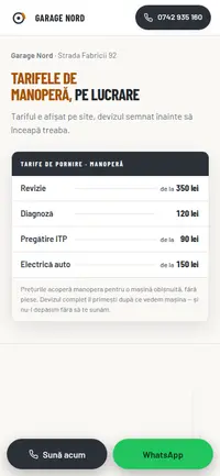 Aceeași pagină pe telefon