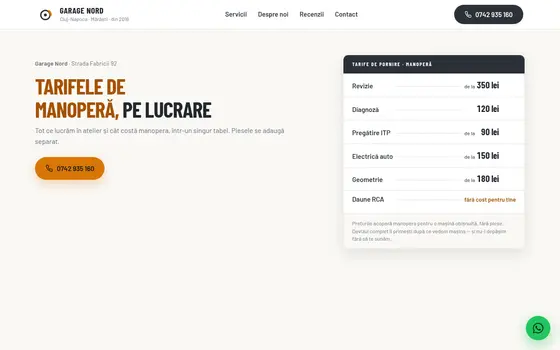 Varianta Tabela de tarife pentru Garage Nord, pe ecran de calculator