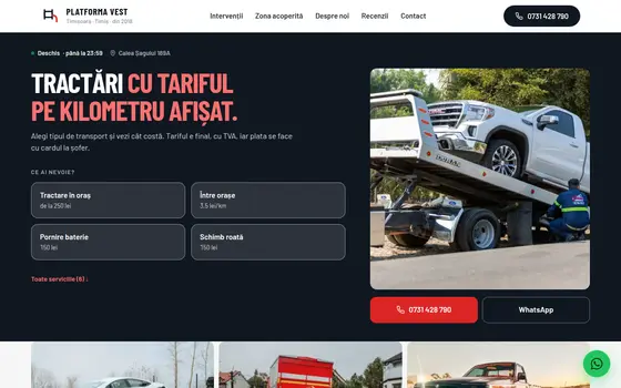 Varianta Ghișeu cu tarife pentru Platforma Vest, pe ecran de calculator