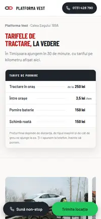Aceeași pagină pe telefon