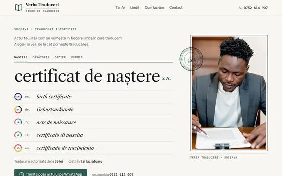 Varianta Dicționarul pentru Verba Traduceri, pe ecran de calculator