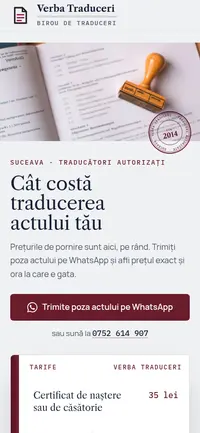 Aceeași pagină pe telefon