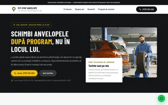 Varianta Atelier pentru Pit Stop Anvelope, pe ecran de calculator