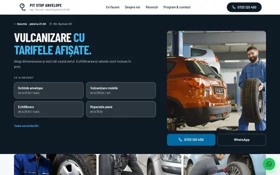 Varianta Ghișeu cu tarife pentru Pit Stop Anvelope, pe ecran de calculator