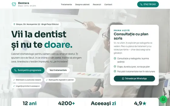 Site pentru Dentist, pe ecran de calculator