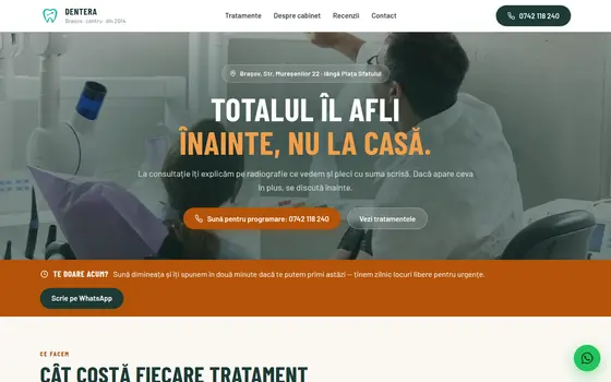 Varianta Transparență pentru Dentera, pe ecran de calculator