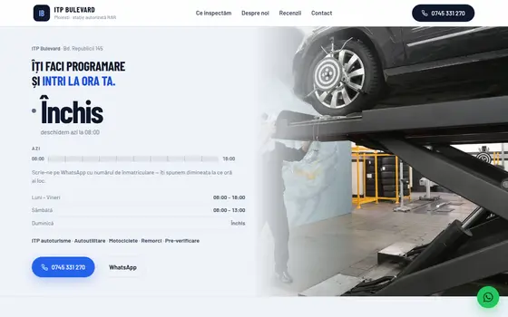 Site pentru Stație ITP, pe ecran de calculator