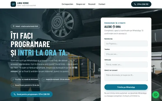 Varianta Programare online pentru Linia Verde, pe ecran de calculator