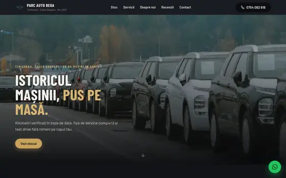 Varianta Editorial pentru Parc Auto Bega, pe ecran de calculator