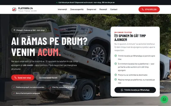 Site pentru Tractări, pe ecran de calculator