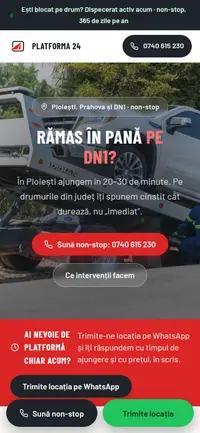 Aceeași pagină pe telefon