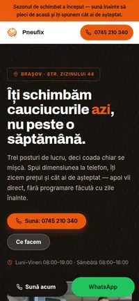 Același site pe telefon