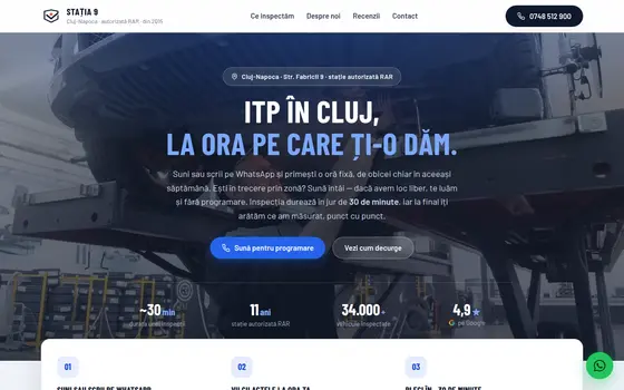 Site pentru Stație ITP, pe ecran de calculator
