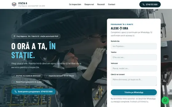 Varianta Programare online pentru Stația 9, pe ecran de calculator