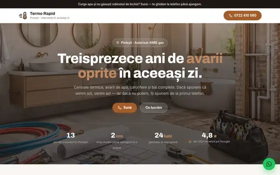 Site pentru Instalator, pe ecran de calculator