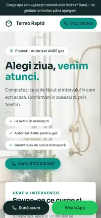 Aceeași pagină pe telefon