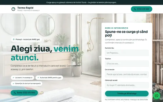 Varianta Programare pentru Termo Rapid, pe ecran de calculator