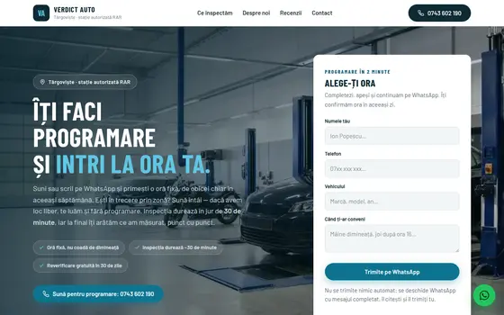 Varianta Programare online pentru Verdict Auto, pe ecran de calculator